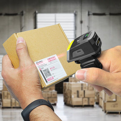 Đầu đọc mã vạch đeo nhẫn ngón tay không dây chất lượng cao Máy quét mã QR hoạt động với điện thoại thông minh / PC / PDA